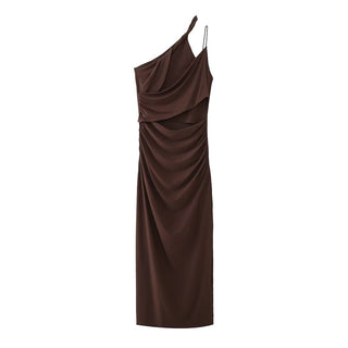 Elyse One Shoulder Mesh Long Dress
