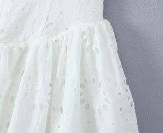 Eyelet Embroidered Halter Mini Dress
