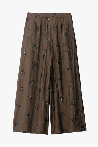 Sequin Detail Halter Top & Wide Leg Pants Set