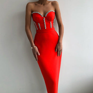 Nellie  Beading Bodycon Bandage Midi Dress