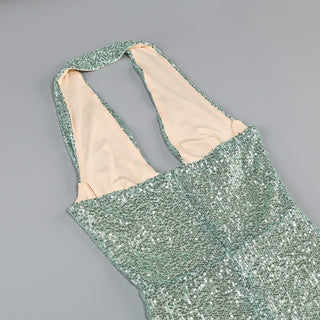 Sequin Halter Neck Maxi Dress – Backless, Bodycon Fit