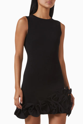 Floral Appliqué Sleeveless Knit Mini Dress