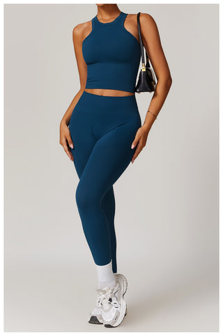 Seamless Sculpt Halter Crop Top & High-Waist Legging Set