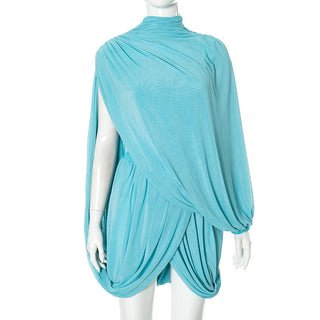 Draped Asymmetric One-Shoulder Mini Dress