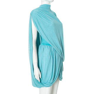 Draped Asymmetric One-Shoulder Mini Dress