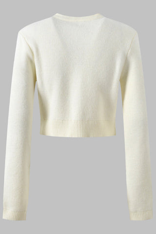 Soft Knit Button-Detail Cropped Cardigan