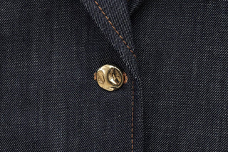 Tailored Denim Blazer with Gold Buttons