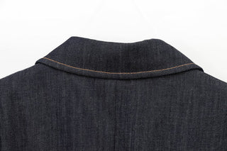 Tailored Denim Blazer with Gold Buttons