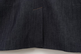 Tailored Denim Blazer with Gold Buttons