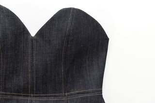 Dark Wash Strapless Denim Corset Top