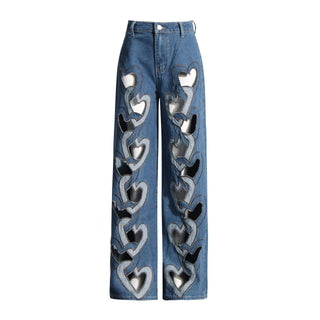 High Waist Heart Cutout Jeans