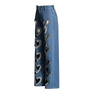 High Waist Heart Cutout Jeans