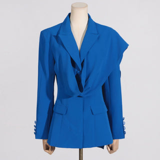 Trendy Shawl-Spliced Long Sleeve Suit Jacket
