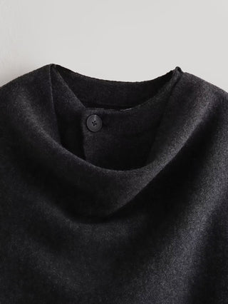 Short Knitted Jacket with Built-In Scarf - Cozy & Stylish Layer