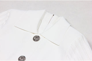 Classic Short Sleeve Polo Button-Up Knitted Mini Dress