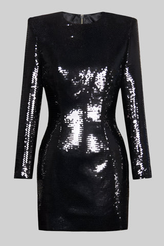 Long Sleeve Shiny Glow Sequin Mini Dress