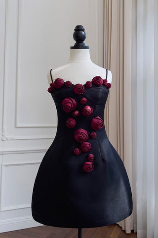 Burgundy Rose Elegance Mini Dress
