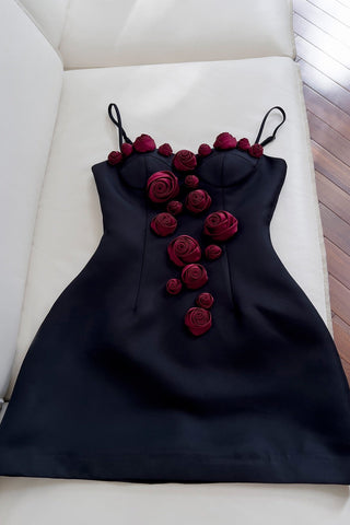 Burgundy Rose Elegance Mini Dress