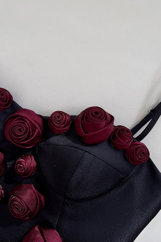 Burgundy Rose Elegance Mini Dress