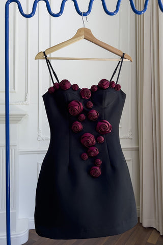Burgundy Rose Elegance Mini Dress