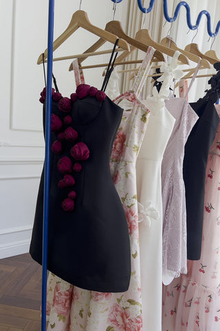 Burgundy Rose Elegance Mini Dress