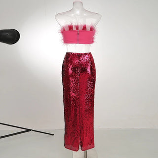 Lucinda  Feathers Sequin Set