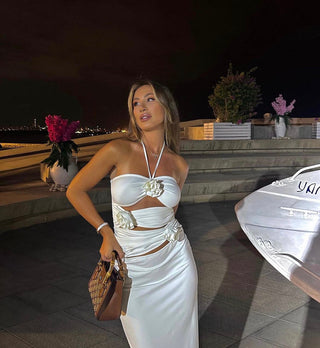 Valery Flower Cutout Long Dress