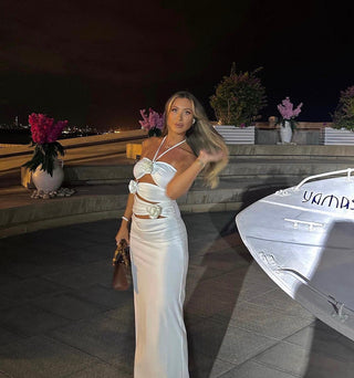 Valery Flower Cutout Long Dress