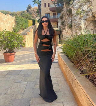 Valery Flower Cutout Long Dress