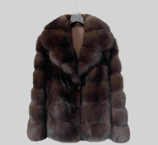 Luxury Dark Brown Faux Fur Coat - Short (65 cm)