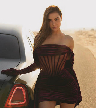 Petra Elegant Velvet Corset Mini Dress