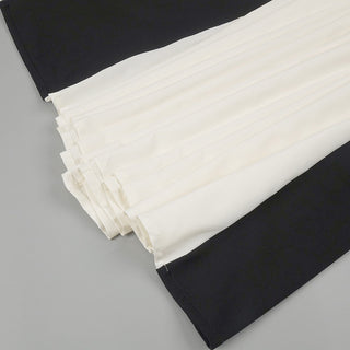 Spaghetti Strap Black & White Pleated Long Dress