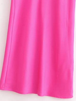 Satin Cowl Neck Halter Long Dress