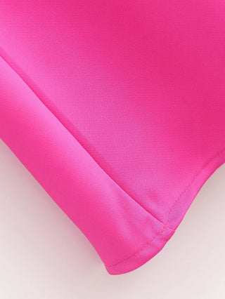 Satin Cowl Neck Halter Long Dress