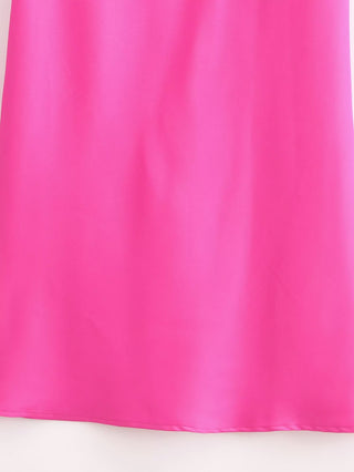 Satin Cowl Neck Halter Long Dress