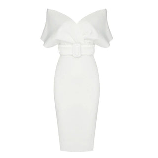 Hailey off shoulder Elegant Bandage Midi Dress