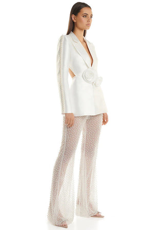 Priscilla Satan Mesh Blazer Set