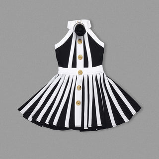 Monochrome Blossom Halter Flower Mini Dress