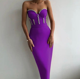 Nellie  Beading Bodycon Bandage Midi Dress