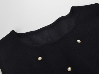 Sleeveless Pearl-Embellished Mini Dress with Layered Ruffled Hem
