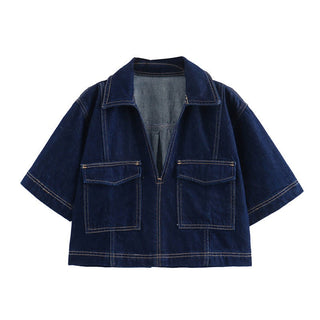 Short Sleeve Denim Top & Asymmetric Skort Set