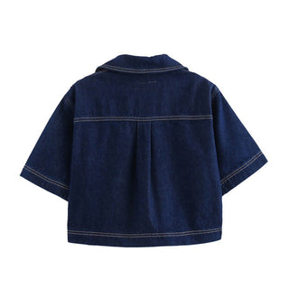 Short Sleeve Denim Top & Asymmetric Skort Set