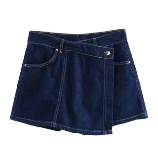 Short Sleeve Denim Top & Asymmetric Skort Set