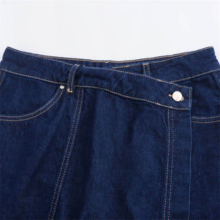 Short Sleeve Denim Top & Asymmetric Skort Set