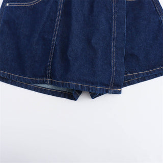 Short Sleeve Denim Top & Asymmetric Skort Set