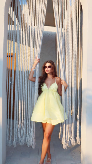 Backless Crisscross V-Neck Flared Mini Dress