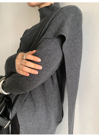 Wool Asymmetrical Long Sleeve Top