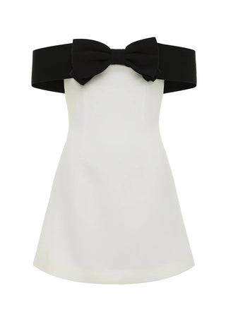 Crepe Strapless Sleeveless Mini Dress with Oversized Bow Detail