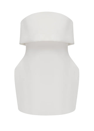 Crepe Strapless Sleeveless Mini Dress with Folded Bust Detail