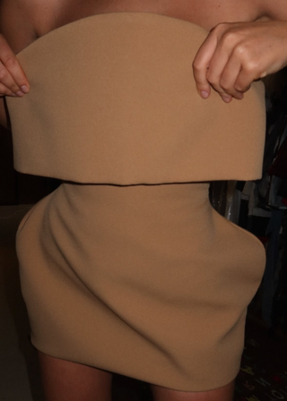 Crepe Strapless Sleeveless Mini Dress with Folded Bust Detail